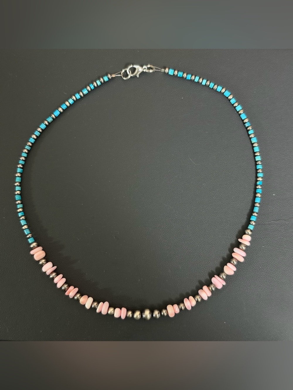 Handmade Turquoise & Pink Beaded Necklace